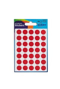 AVERY ROUND LABELS 13MM DIA A6 245LABELS/PKT RED (32-507)