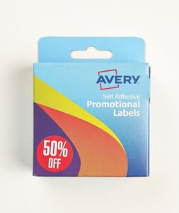 AVERY PROMOTIONAL LABELS IN DISPENSER "50% OFF" 24MM 500LABELS/PKT (50-126)