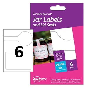 AVERY JAR LABELS WITH LID SEAL 89X60MMX50MM(LID SEAL) A6 2/SHT  6SHT/PKT (HJJ03)