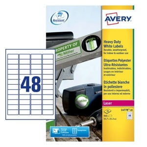 AVERY HEAVY DUTY LABELS 45.7X21.2MM 48LABELS/PKT WHITE ( L4778-20)