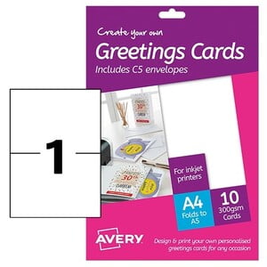 AVERY GREETING CARDS A4 FOLDS TO A5 300GSM 10PCS/PKT (MD2001)