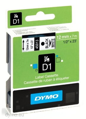 Dymo Label Tape 12mm Black on White