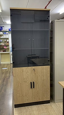 Wooden Filing Cabinet with Glass Door (200x75x40cm)